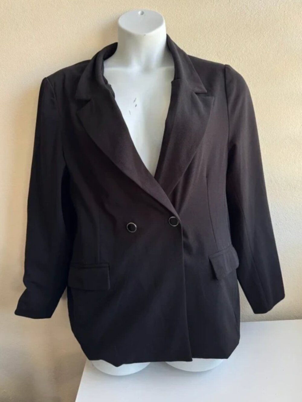 Stoosh Black Double-Breasted Lined Blazer Jacket Size XL